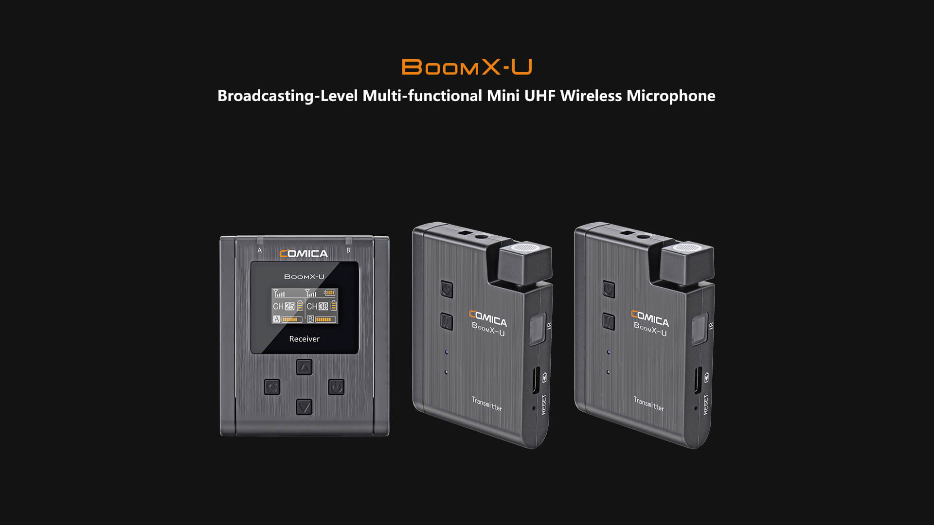 comica wireless lavalier microphone system boomx u u1 u2 uhf 01