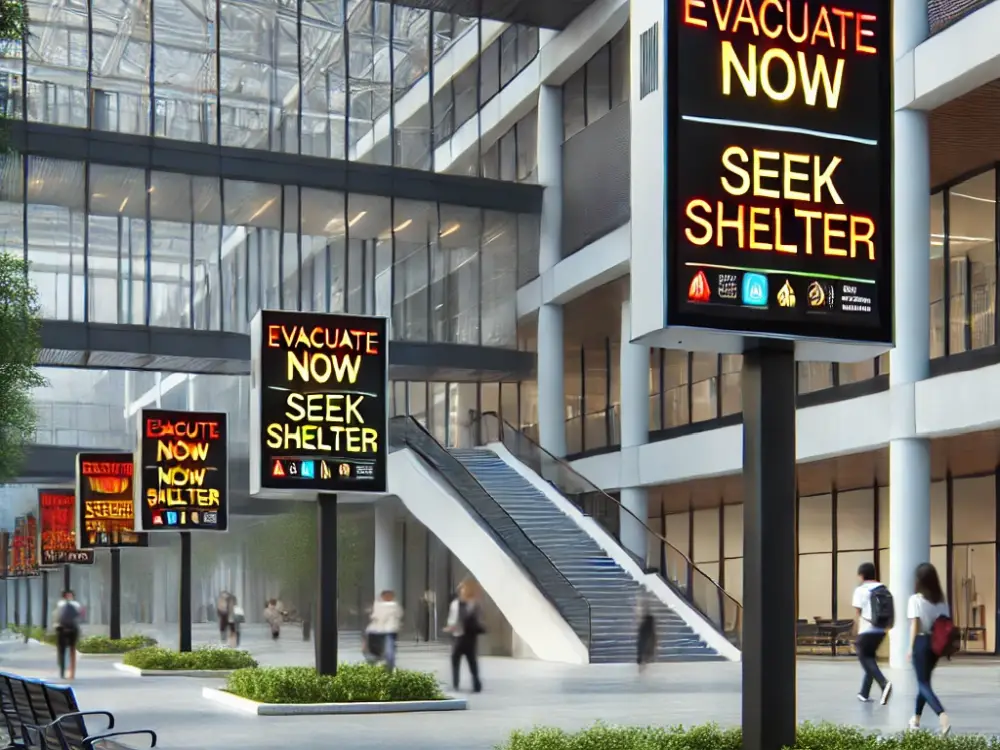 Digital signage for campus safety and emergency alerts