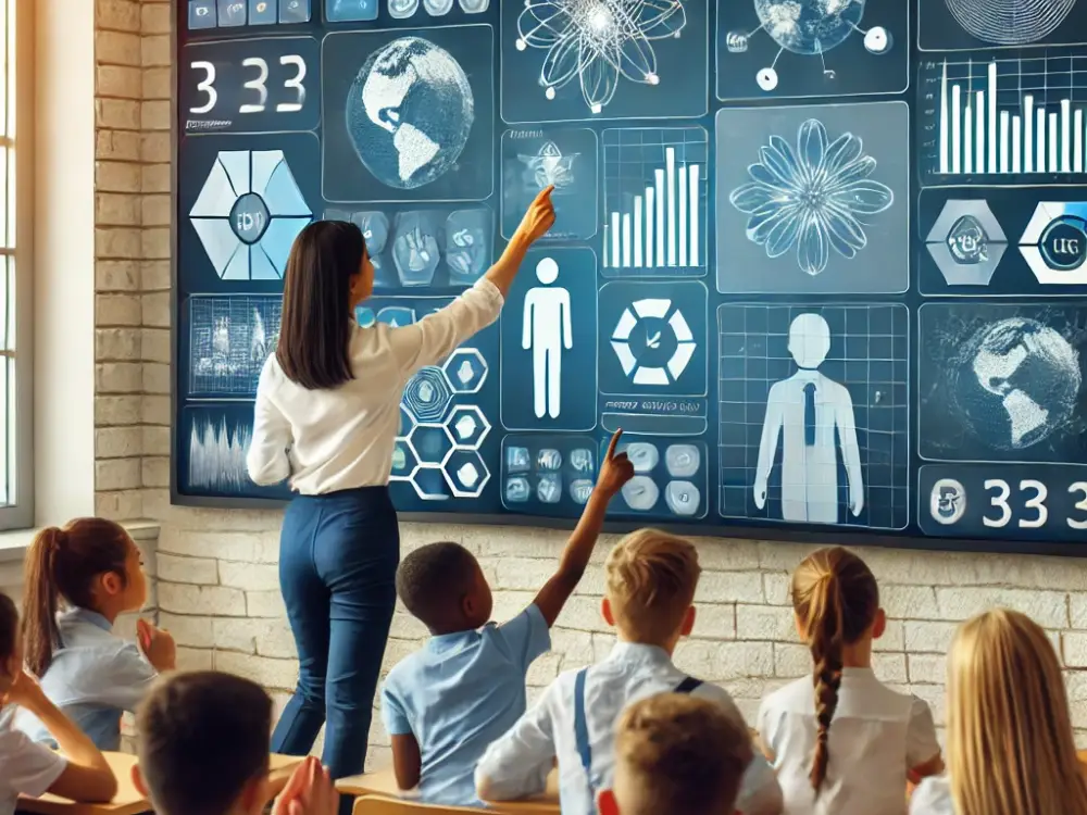 Interactive smartboard in modern classrooms.