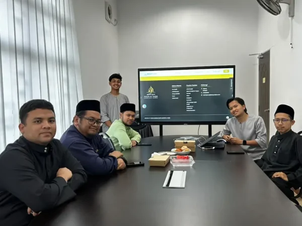 Israk Solutions team with Masjid At-Taqwa committee members after AI smartboard for masjid installation in Bangi