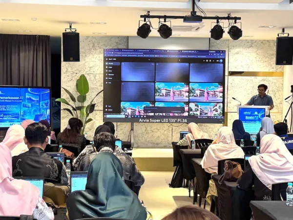 Arvia Hall set up as an AI training classroom for Guru Media KPM