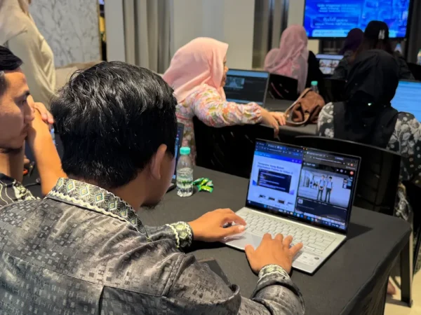 Guru generating an AI image during Arvia AI Training Guru Media STEM workshop at Arvia Hall, set up by Israk Solutions