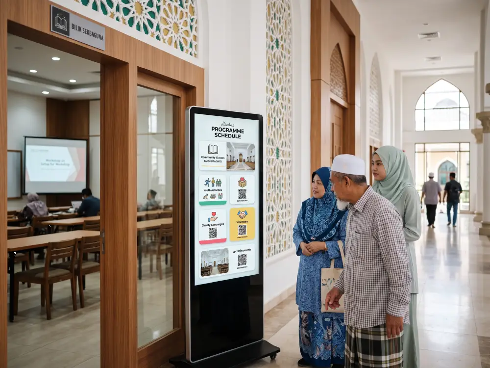Digital mosque display supporting community programmes and visitor information in Malaysia